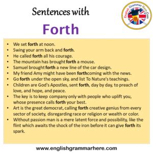 forth traduction|set forth in a sentence.